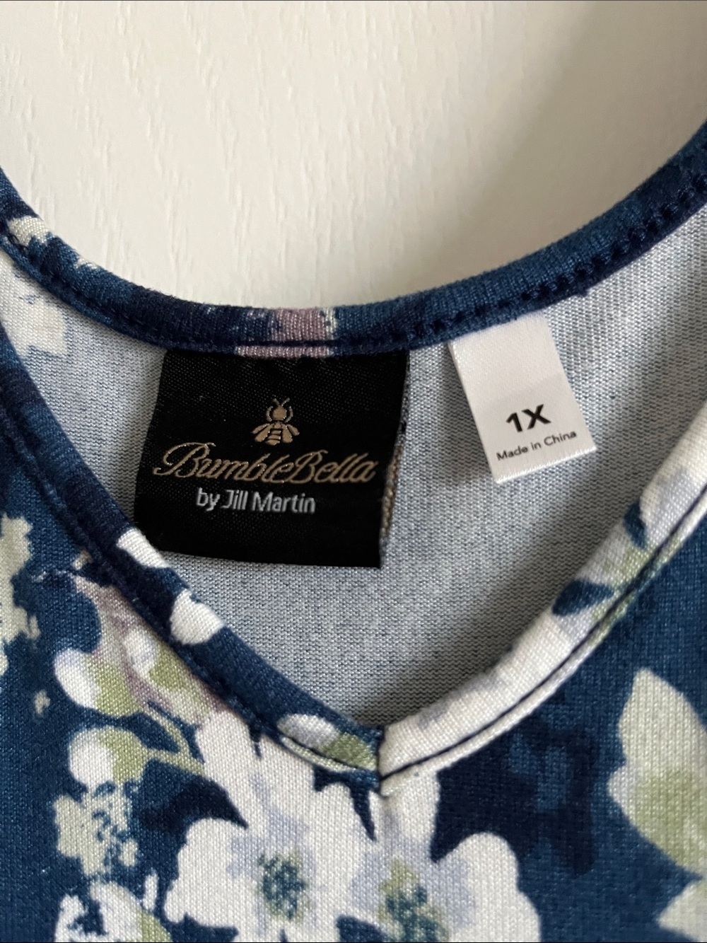 Navy Floral Jumpsuit with Cream Blossoms - Picture 3 of 9